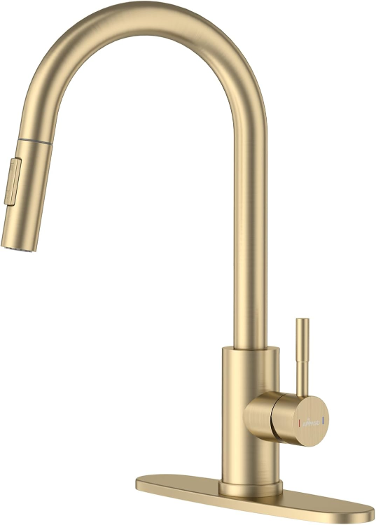 Appaso Brushed Gold Kitchen Faucet with Pull-Down Sprayer - photo 2