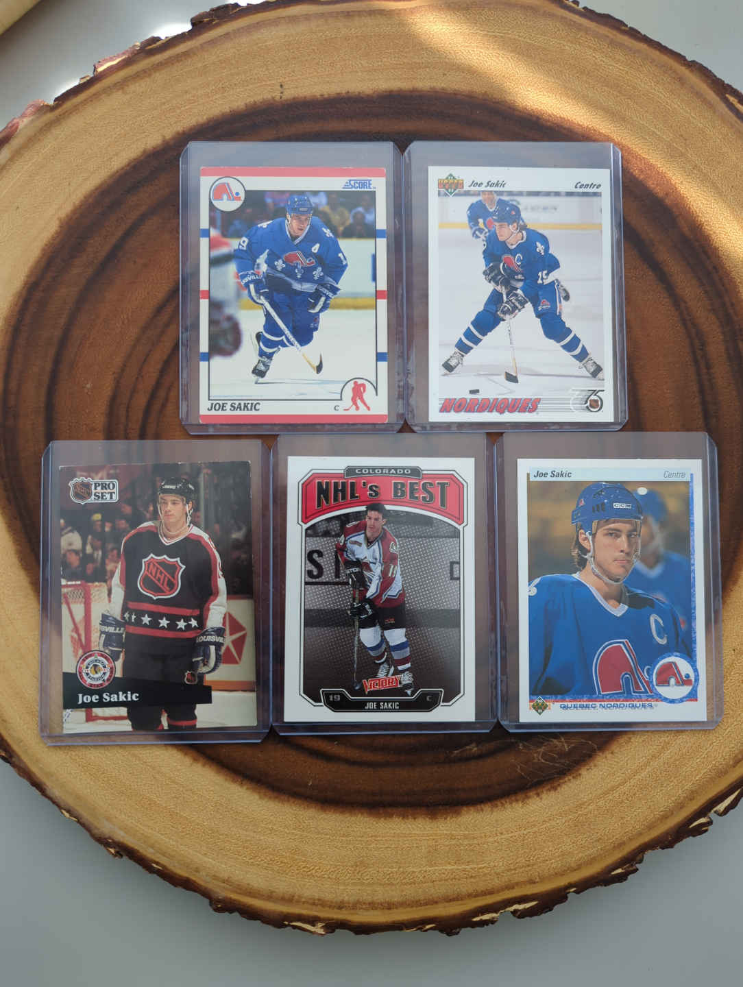 Five Burnaby Joe Sakic Cards (lot 2)