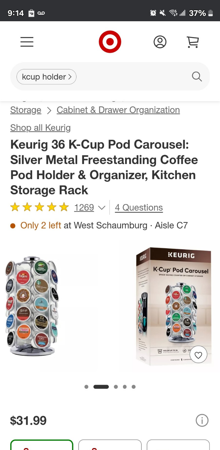 Keurig 36 K-Cup Pod Carousel: Silver Coffee Pod