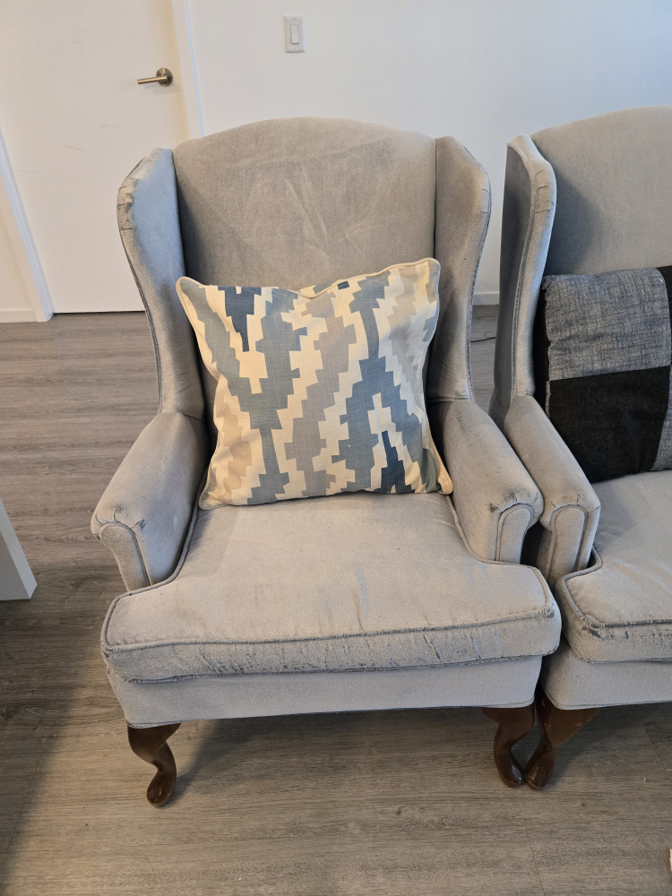 Pair of Grey Wingback Chairs - photo 5