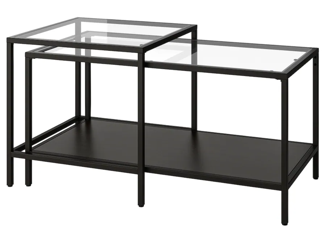 IKEA Nesting Coffee Tables with Glass Tops