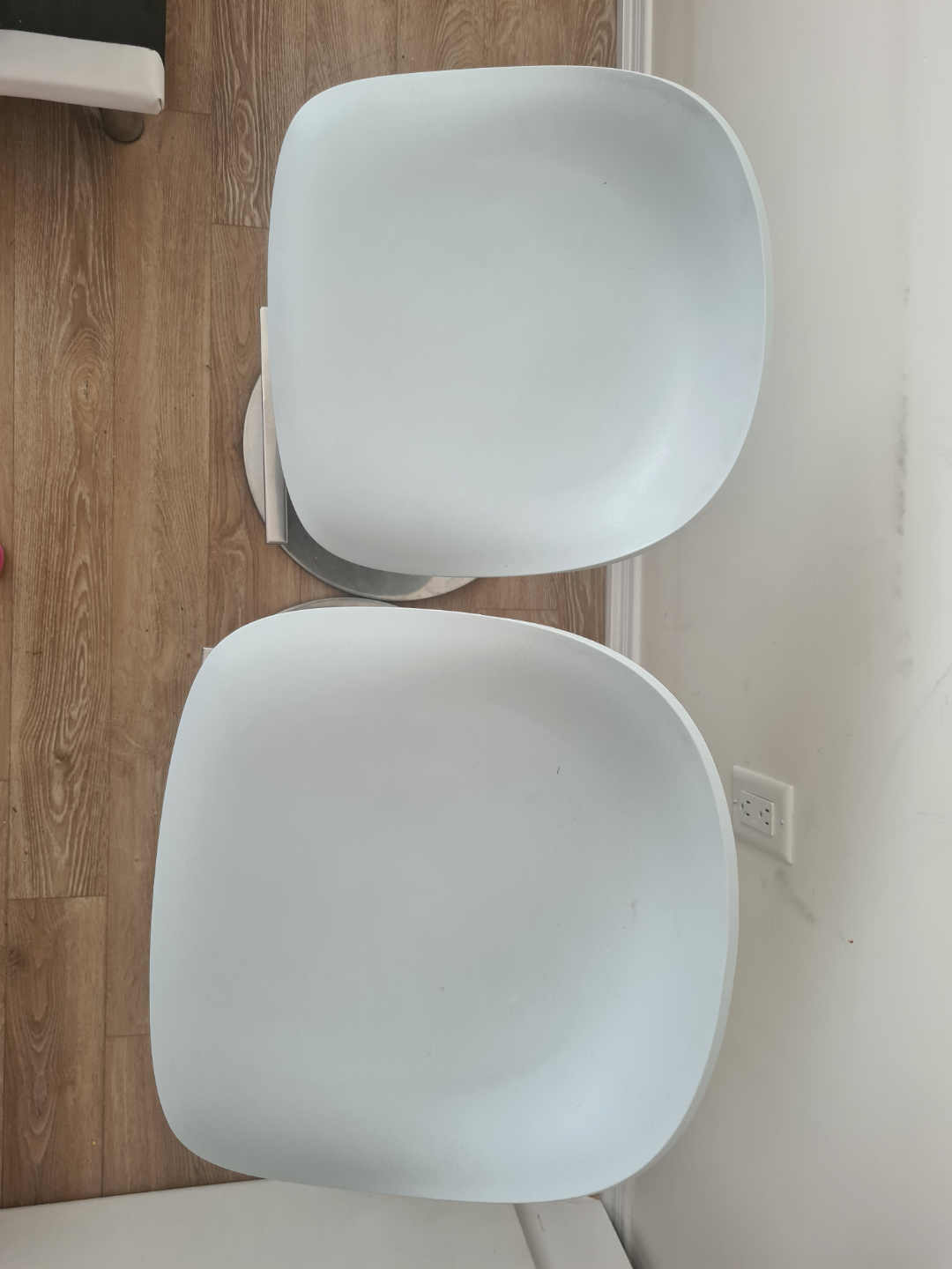 Pair of Light Blue Swivel Bar Stools - photo 2