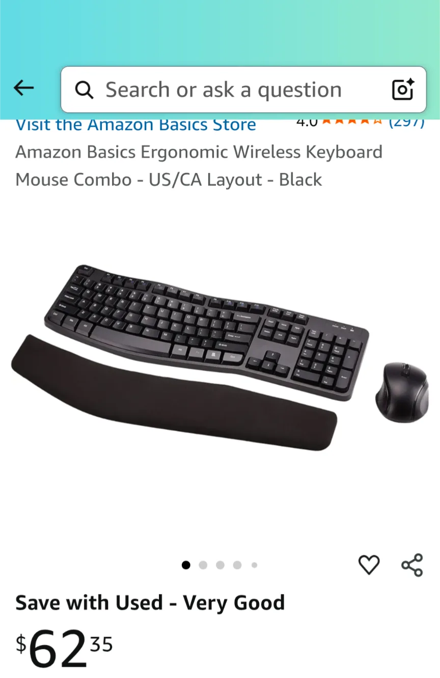 Amazon Basics Ergonomic Wireless Keyboard and Mouse Combo image indicator(2)