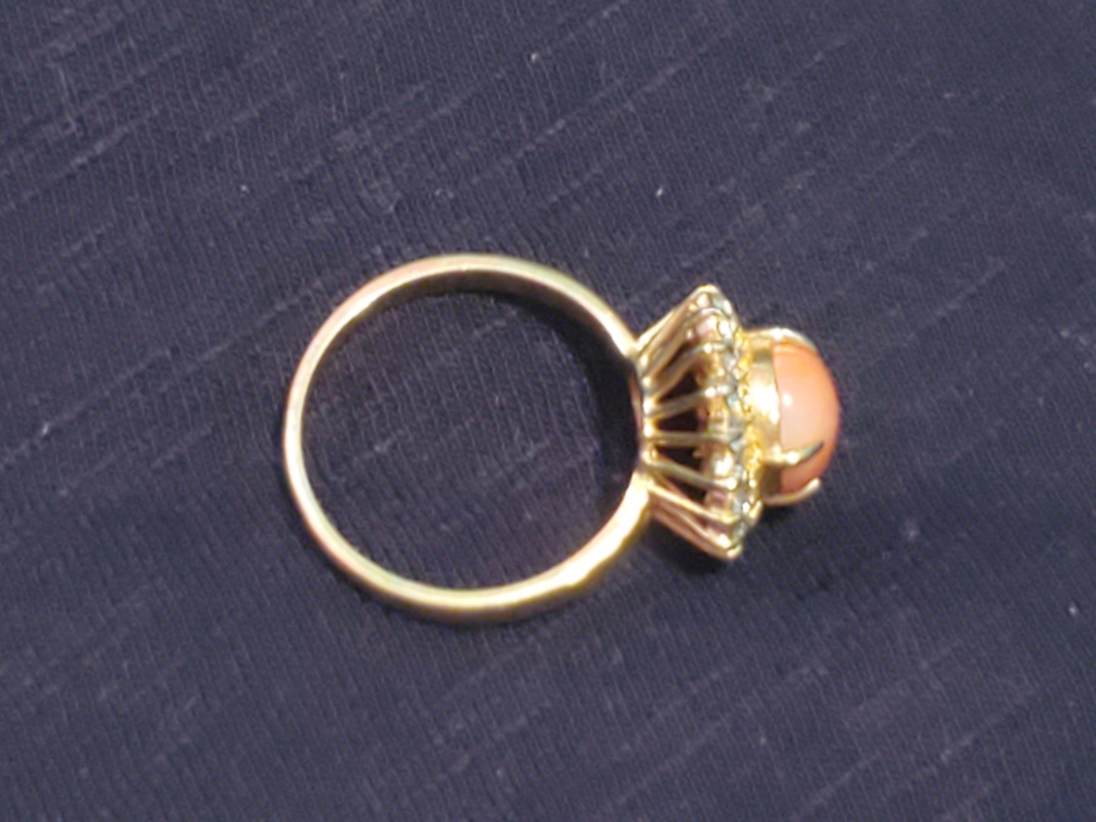 Gold ring with peach stone (Size 7)