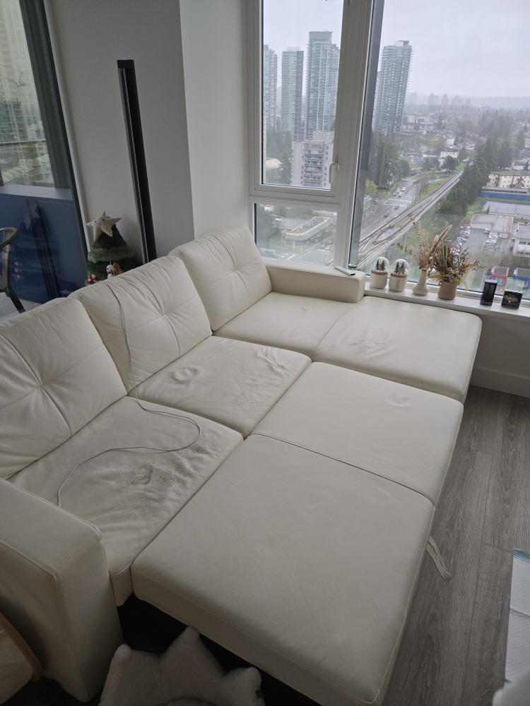Off-White Leather Sectional Sofa-free - photo 2