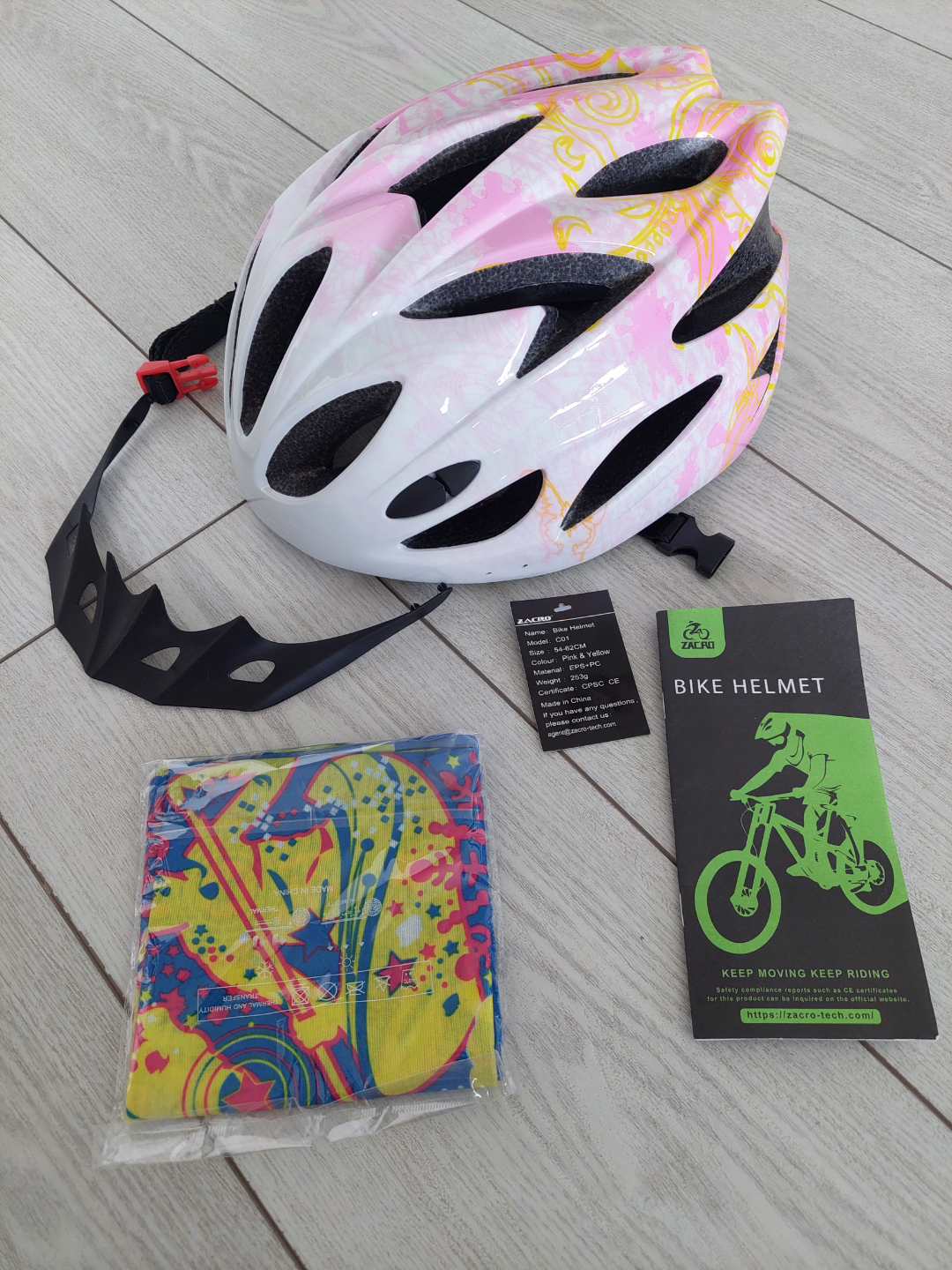 Adult Bike Helmet with Visor and Buff