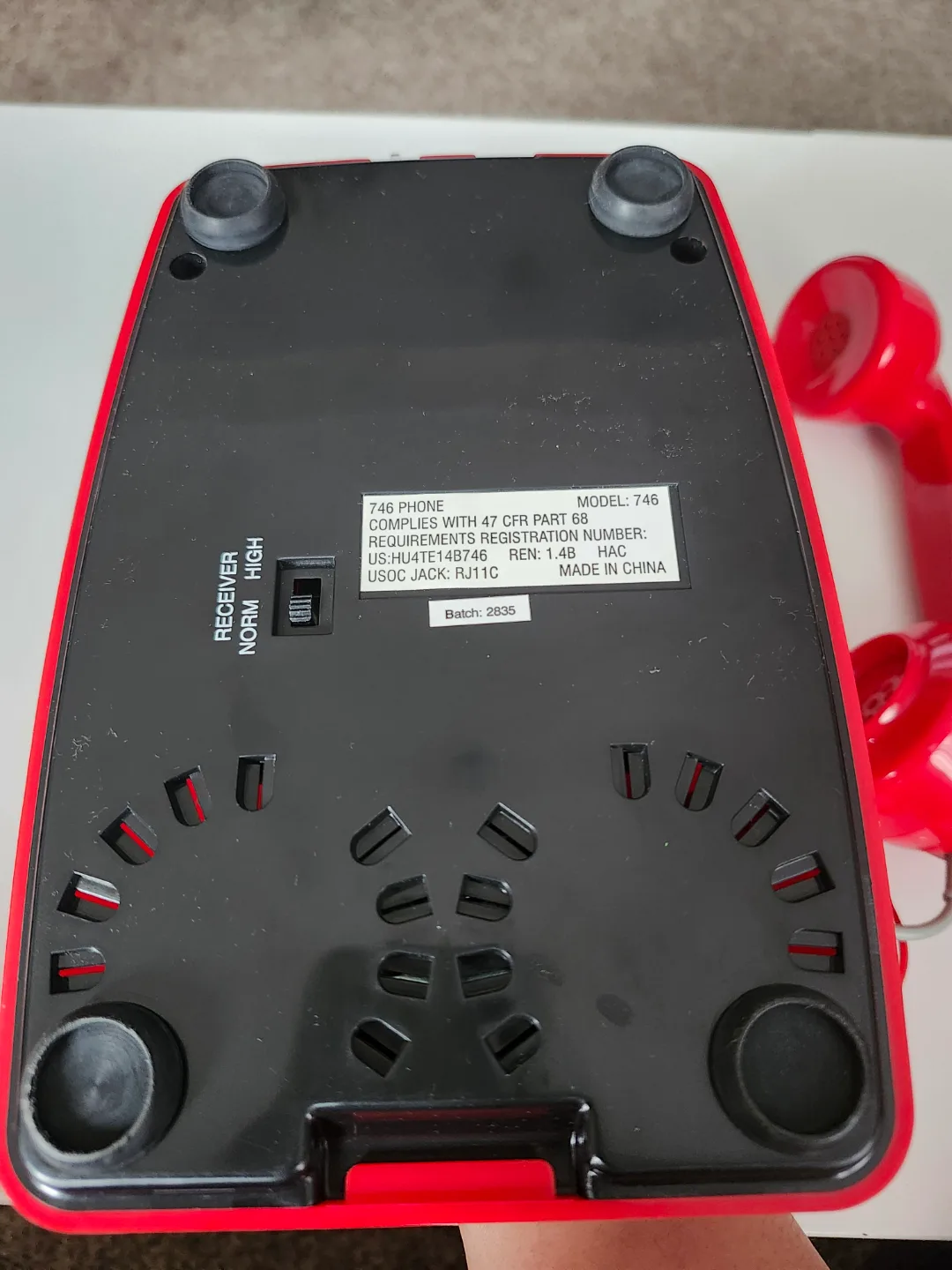 Vintage Red Rotary Phone - Model 746 Good Working Condition image indicator(3)