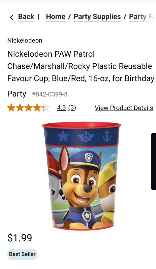 Brand new Paw Patrol plastic reusable cups & cupcake toppers - photo 3