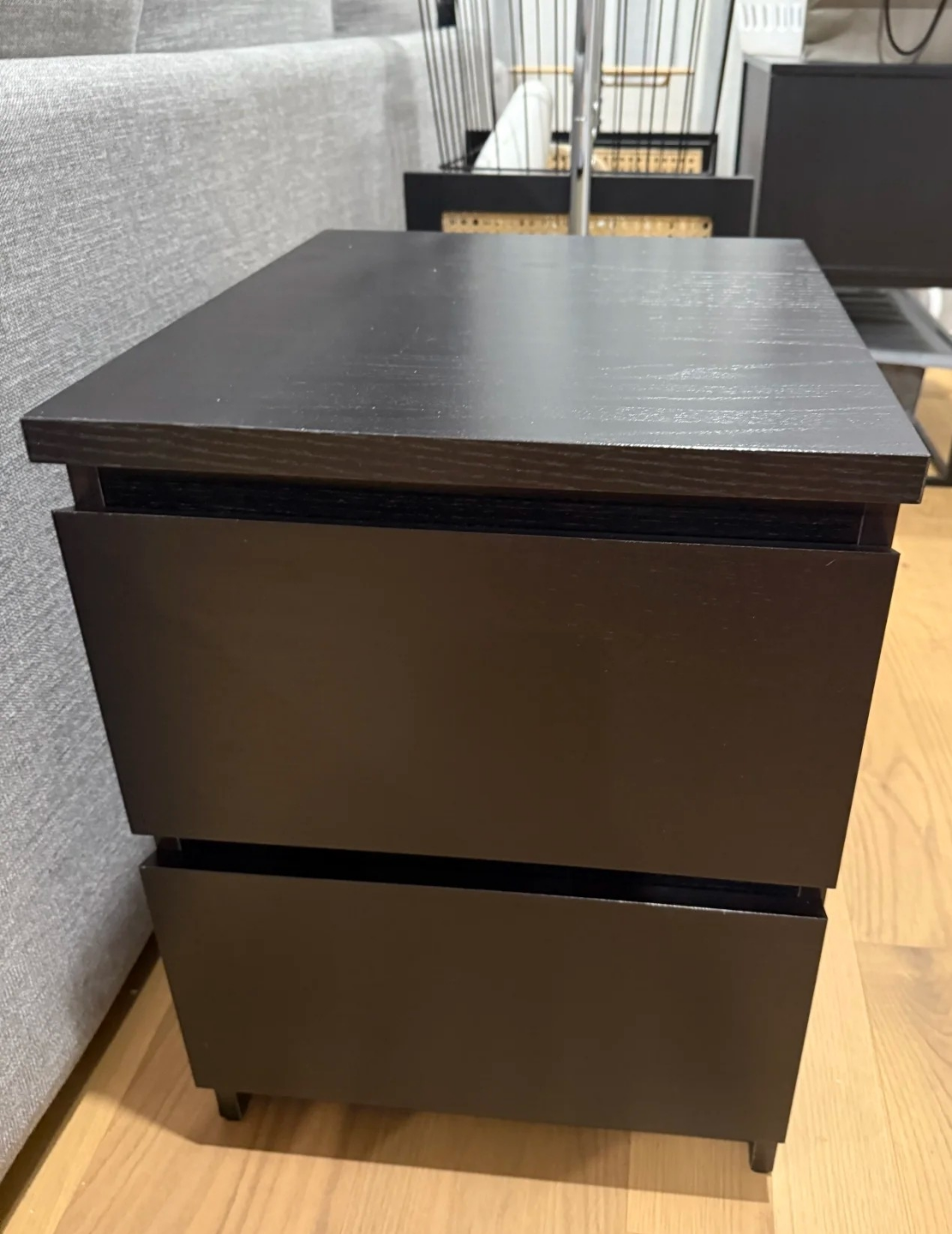 IKEA MALM Two-Drawer Nightstand - Black-Brown