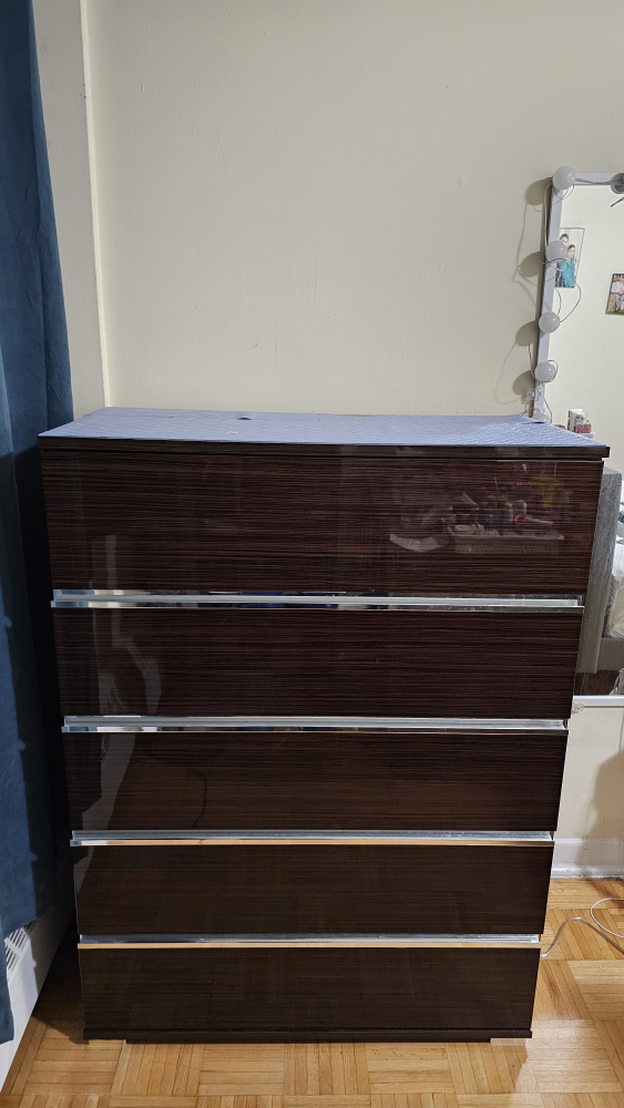 Five-Drawer Dark Wood Dresser