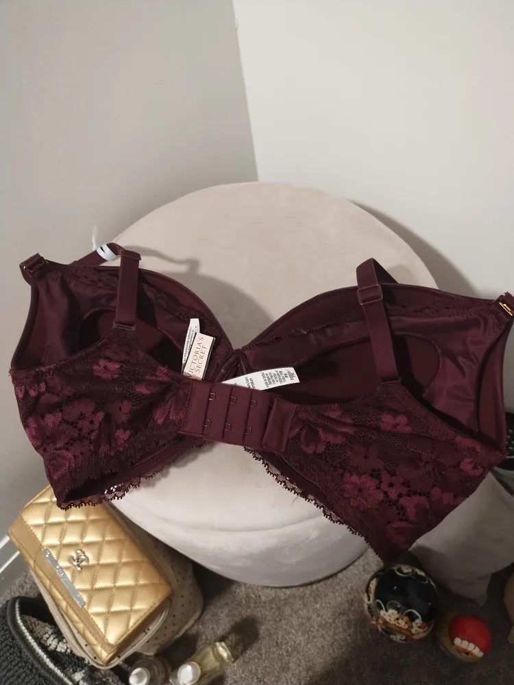 Victoria's Secret Burgundy Lace Push-Up Bra 32DDD image indicator(2)
