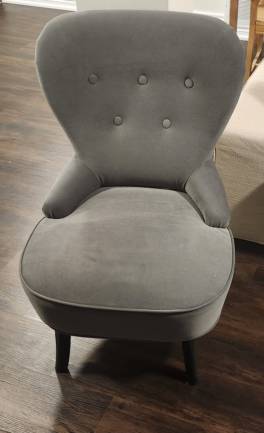 Dark Grey Button Tufted Accent Chair
