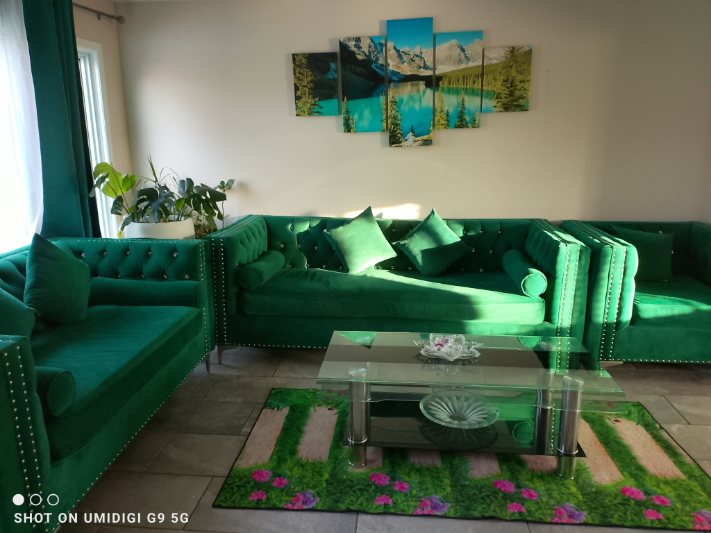 Emerald Green Velvet Sectional Sofa Set