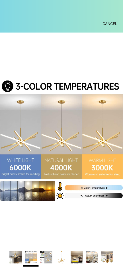 Dniwmdd Modern Sputnik Chandelier 82W LED - photo 3