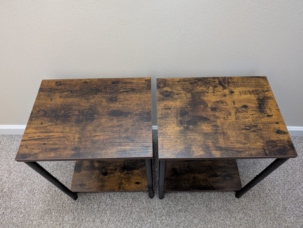 Pair of Rustic Brown End Tables with Black Metal Frame - photo 4