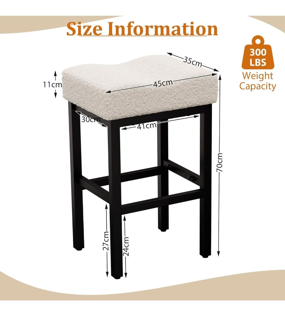 Set of 3 Modern Bar Stools with Thick Cushions - photo 3