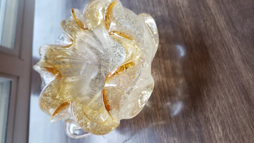 Vintage Murano Glass Bowl - Gold & Clear image indicator(2)