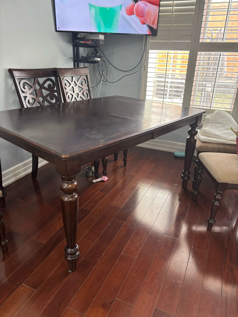 Dark Brown Wooden Dining Table with Five Chairs - photo 3