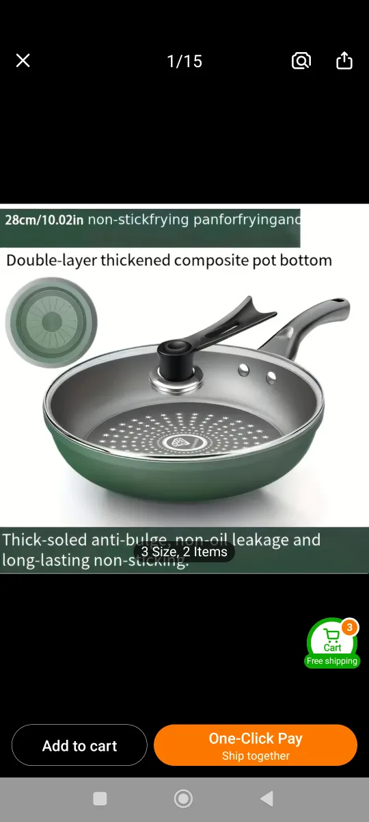 Brand New with box  Aodeshi  Non-Stick Frying Pan 28cm with lid image indicator(2)