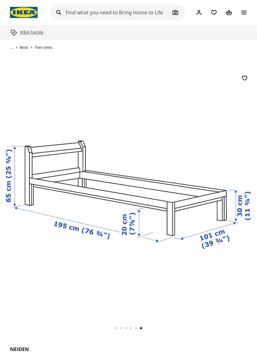 IKEA NEIDEN Pine Twin Bed Frame - photo 2
