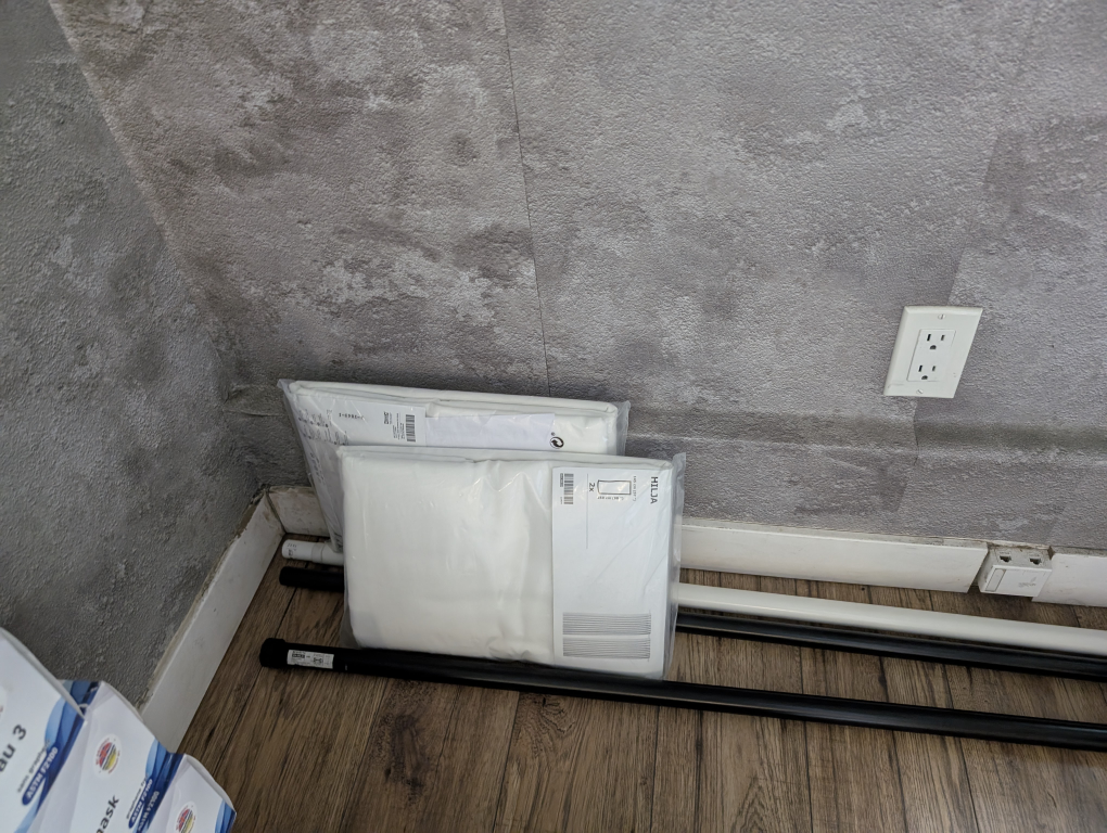 IKEA HLJA White Curtain Panels with Rods