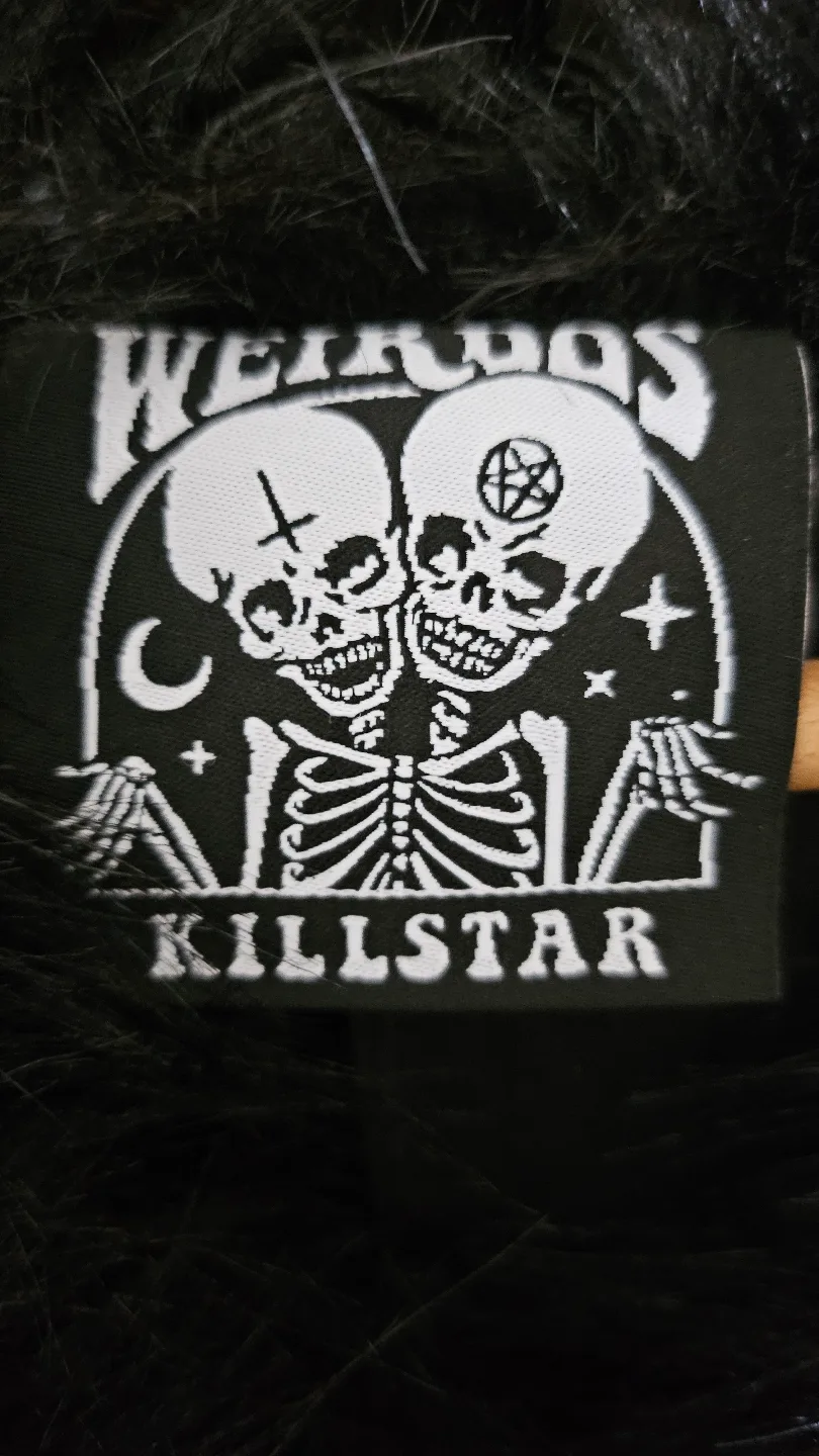 Black Faux Leather Elvira Coat With Faux Fur Collar and Hood image indicator(3)