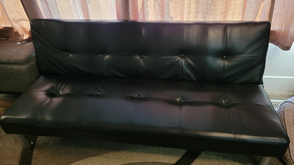 Black Faux Leather Futon