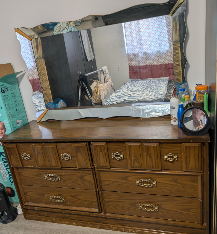 Vintage Wooden Vanity with Mirror