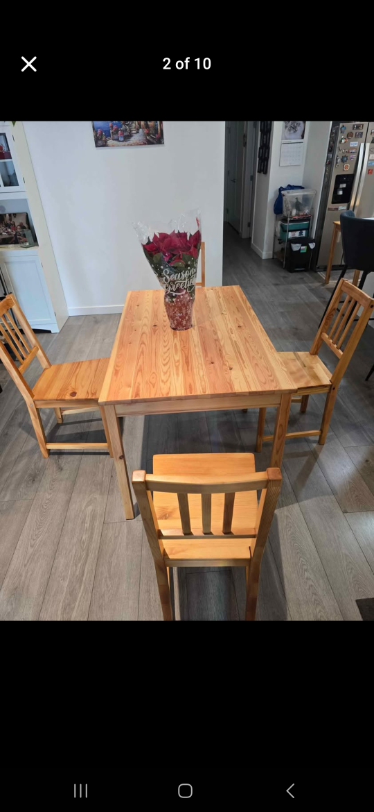 IKEA Ingatorp Table and Four Chairs Set Refinished - photo 2