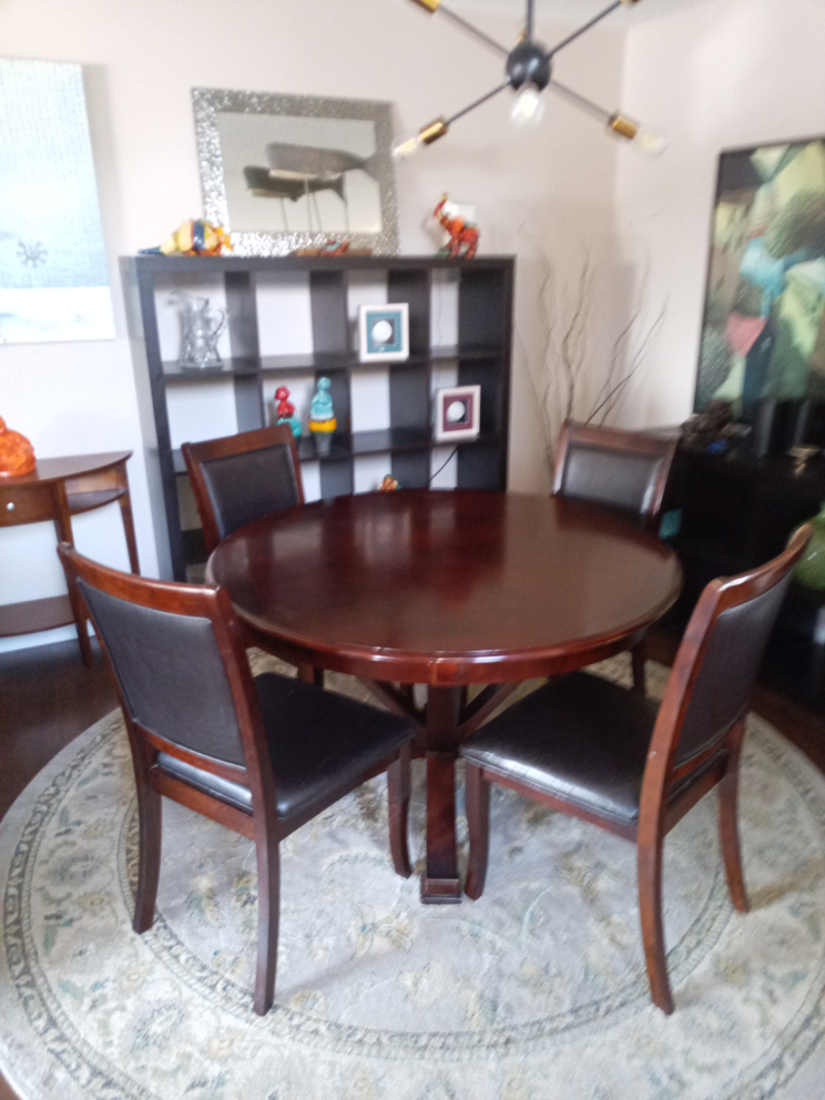 48 inch Round dining table with four chairs