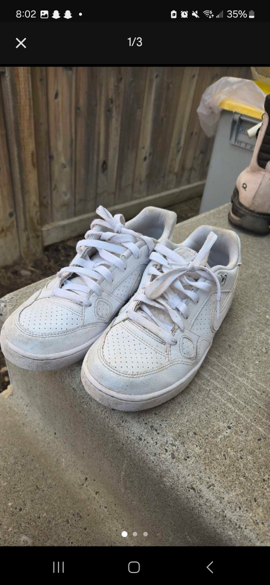 Nike Court Vision Low White Sneakers - Size 7Y