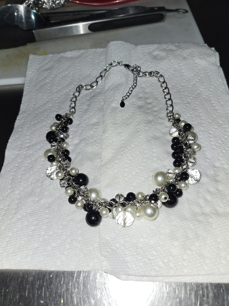 Elegant Black and White Beaded Necklace