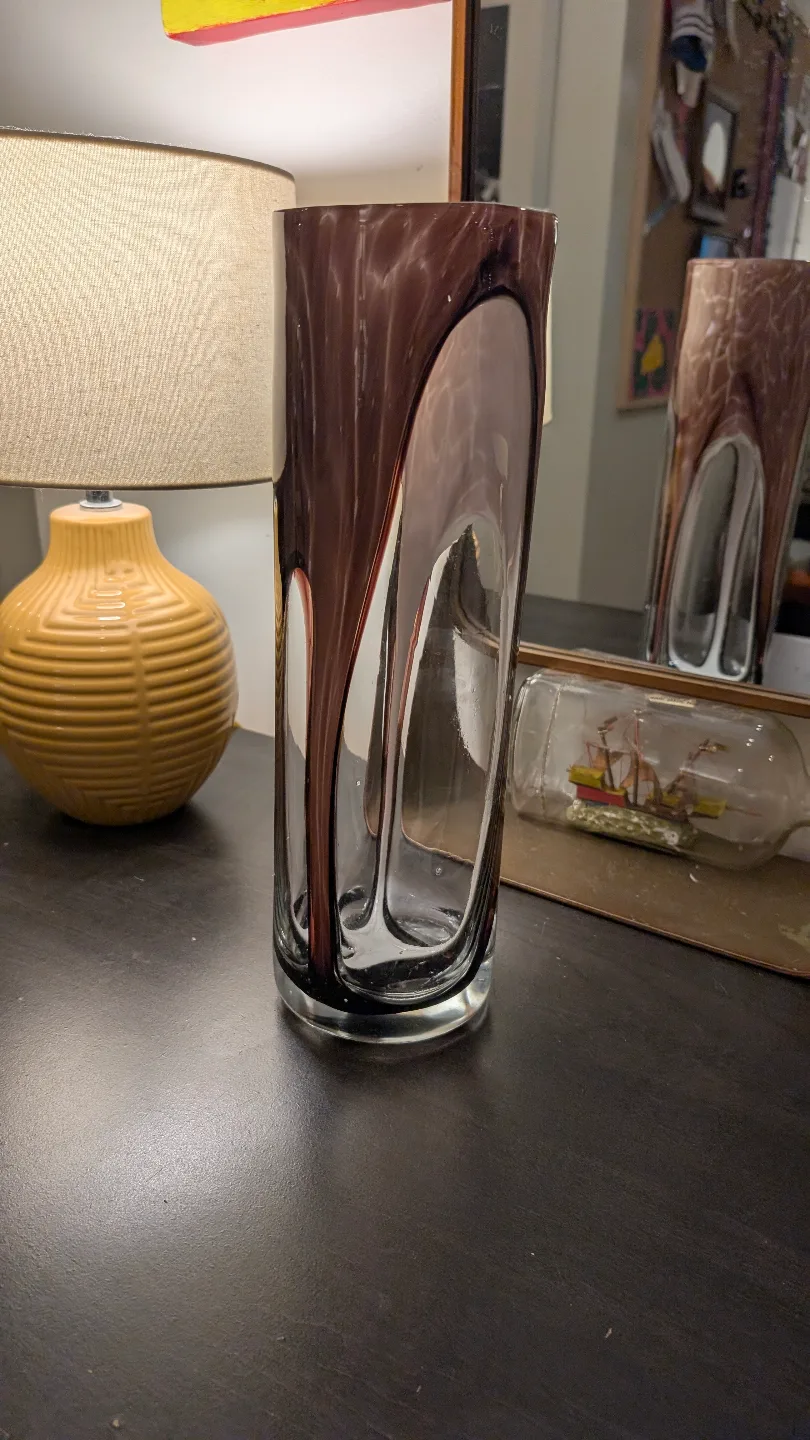 Unique Glass Vase Modern Purple amethyst design and Clear image indicator(5)