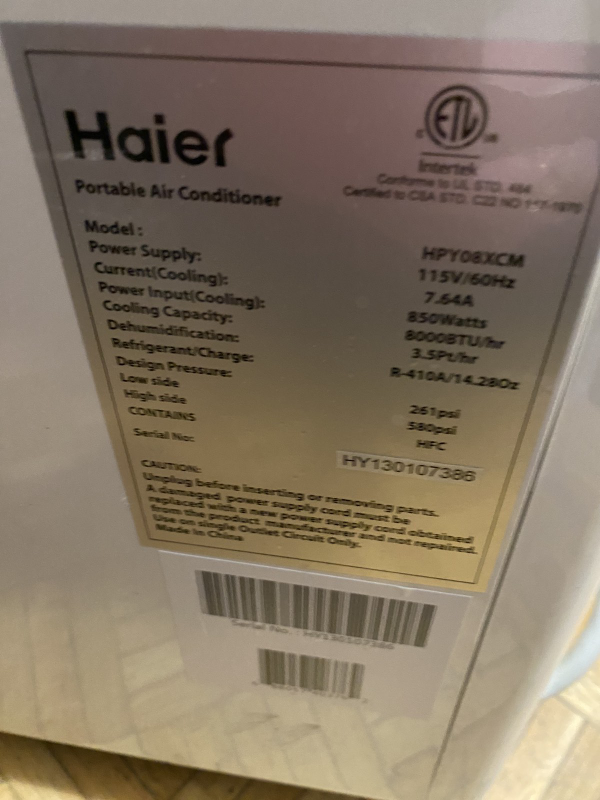 Haier Portable Air Conditioner HPY08XCM - photo 2