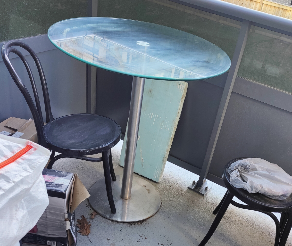 Glass-top Table with 2 Chairs