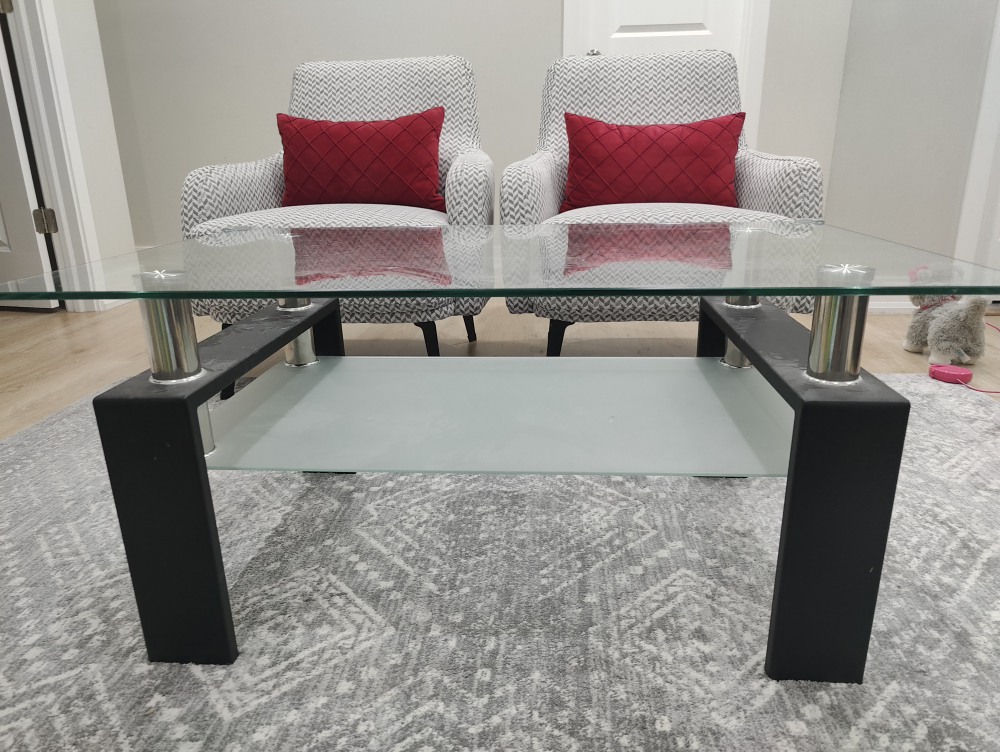 Glass Top Coffee Table with Metal Frame