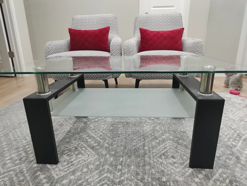 Glass Top Coffee Table with Metal Frame thumbnail