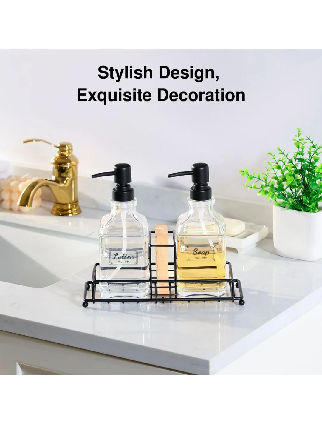 2-in-1 Soap and Lotion Dispenser Set with Stand image indicator(5)