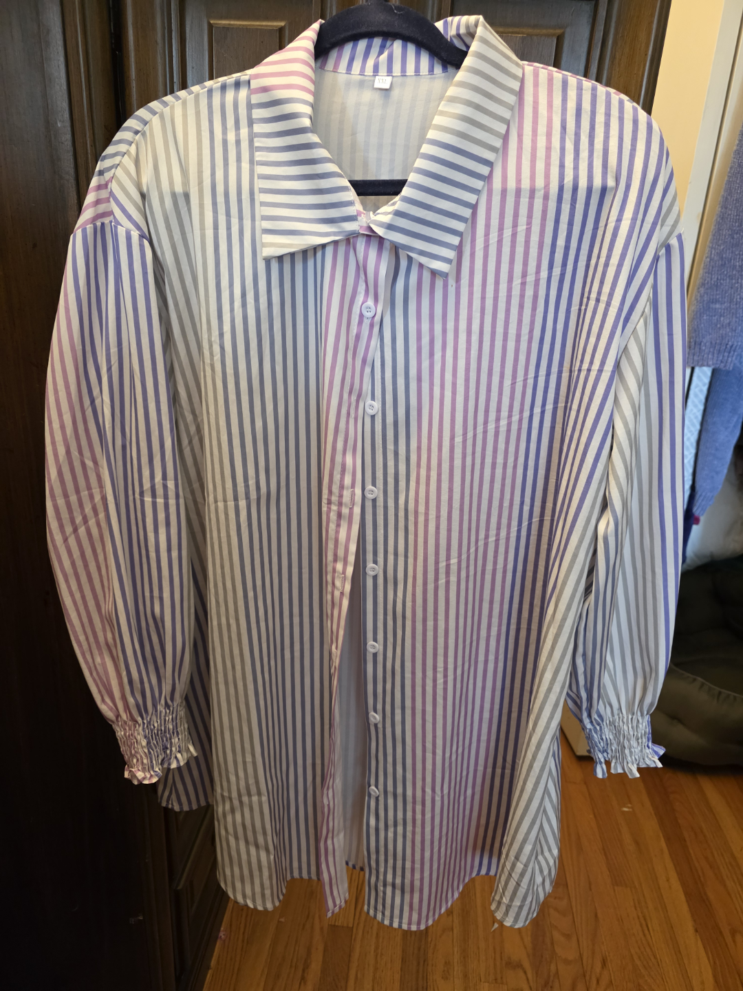 Women's XXL Striped Button-Down Blouse