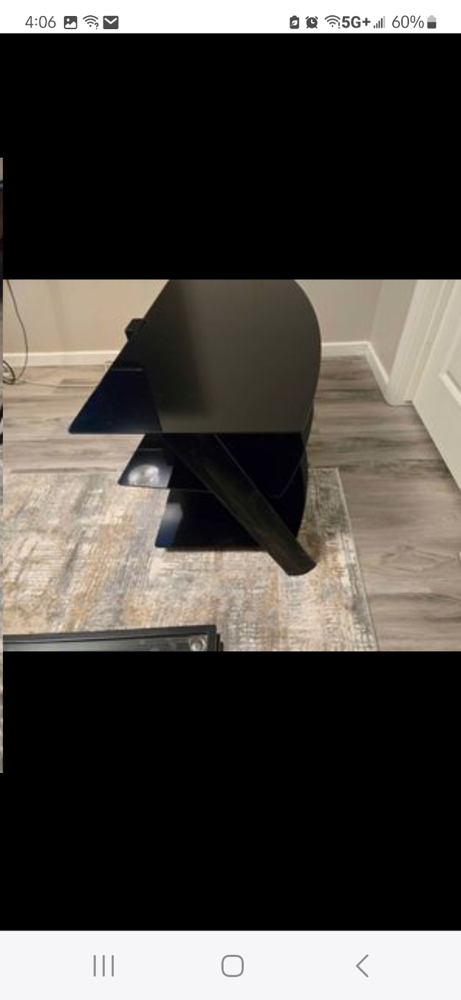 Black Tempered Glass TV Stand - photo 4