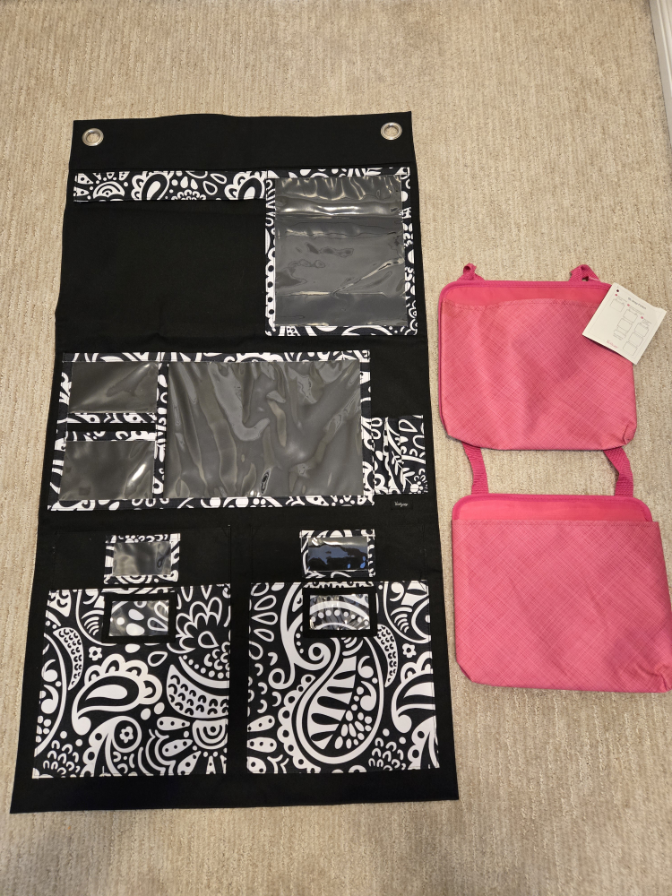 Thirty-One Oh-Snap Pocket Organiser & 2 Hot Pink Pouches