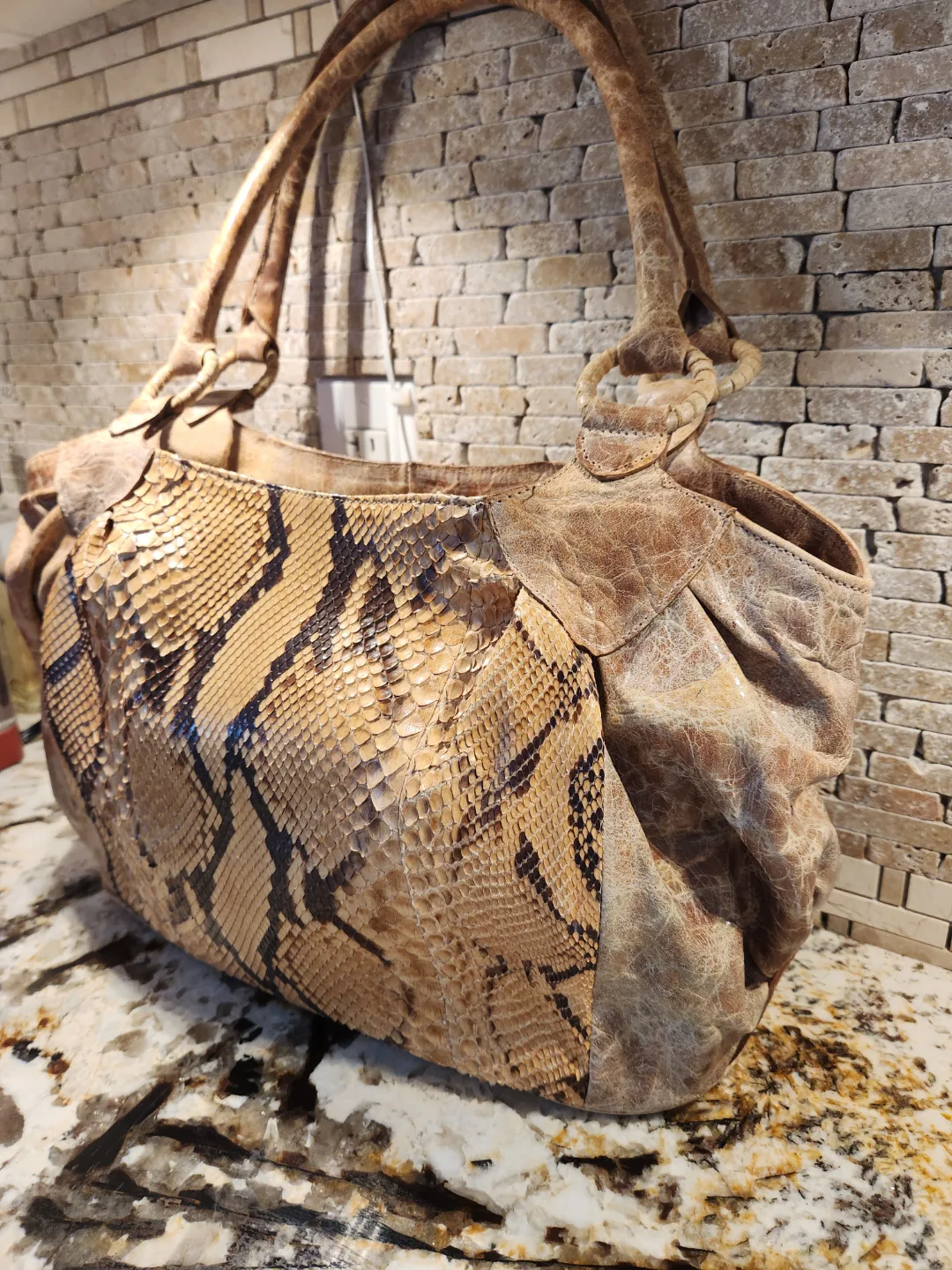 PYTHON Snakeskin Leather Handbag with Certificate image indicator(2)