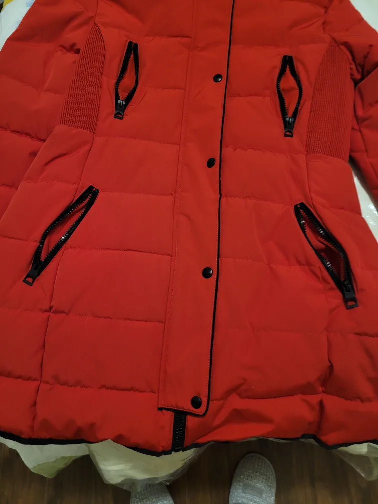 Women's Red Guess Puffer Jacket Size L/8 image indicator(2)