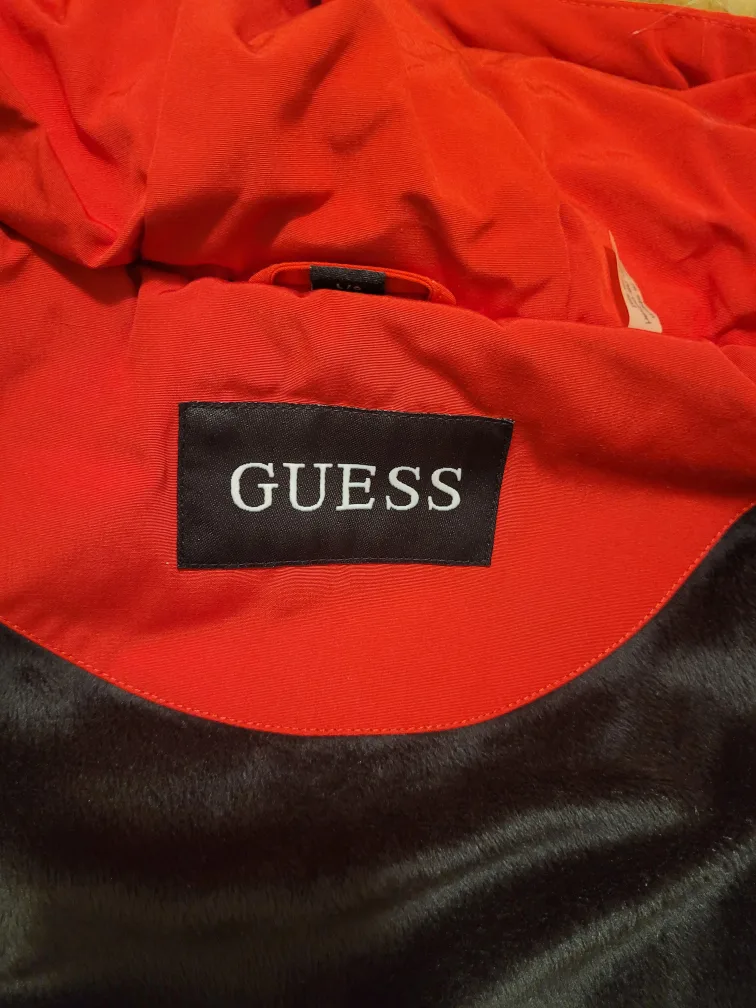 Women's Red Guess Puffer Jacket Size L/8 image indicator(4)