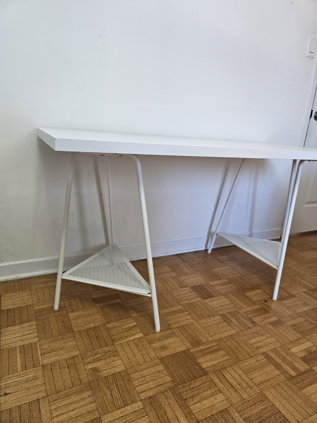 White IKEA Desk with Metal Legs