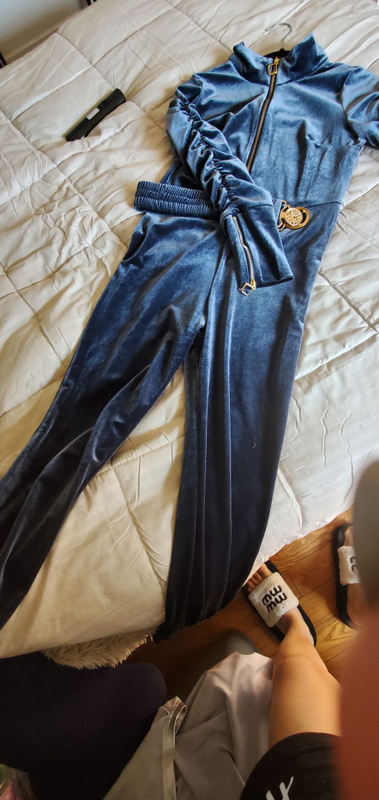 Gorgeous Velour Jumpsuit with Gold Accents - photo 2