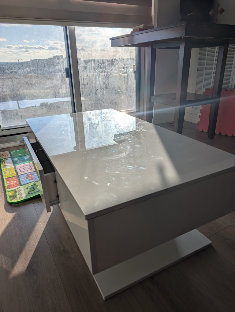 Modern White Coffee Table with Storage - photo 2
