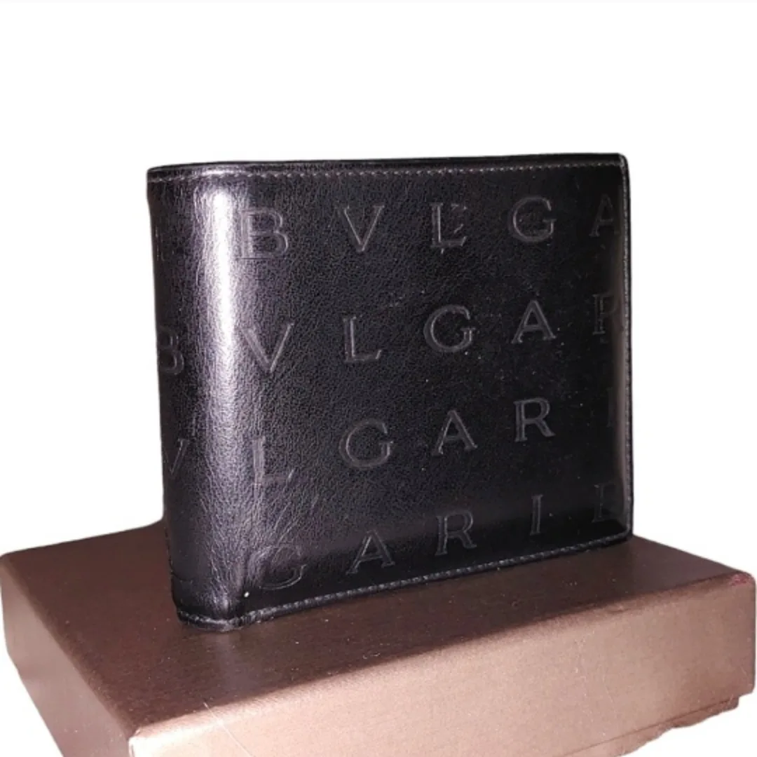 BVLGARI Black Leather Bifold Wallet image indicator(8)