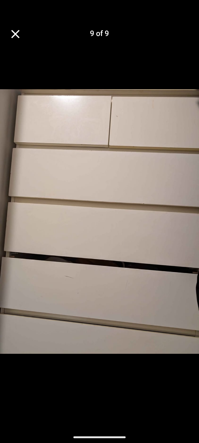 White dresser with six drawers