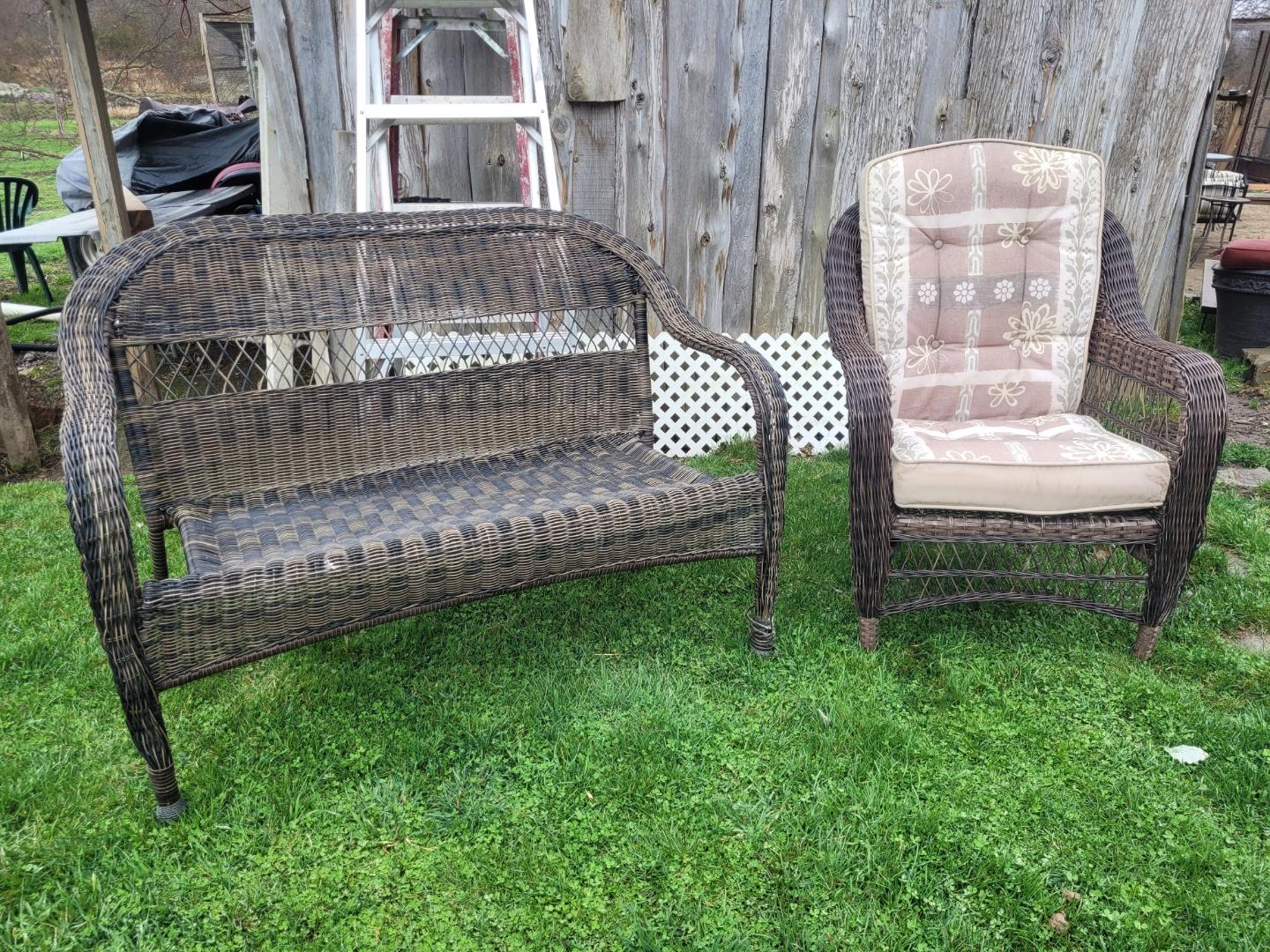 Wicker Patio Set - Loveseat and Armchair